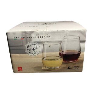 Bormioli Rocco Lumina Wine Glasses Stemless Set Of 4 Crystal Clear 12.8 Oz